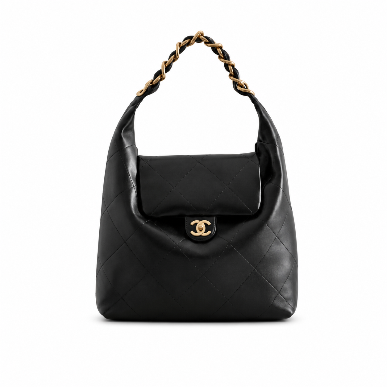 Chanel Maxi Caviar Quilted Fold-Over Hobo
