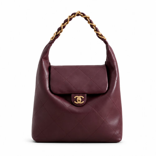Chanel Maxi Caviar Quilted Fold-Over Hobo