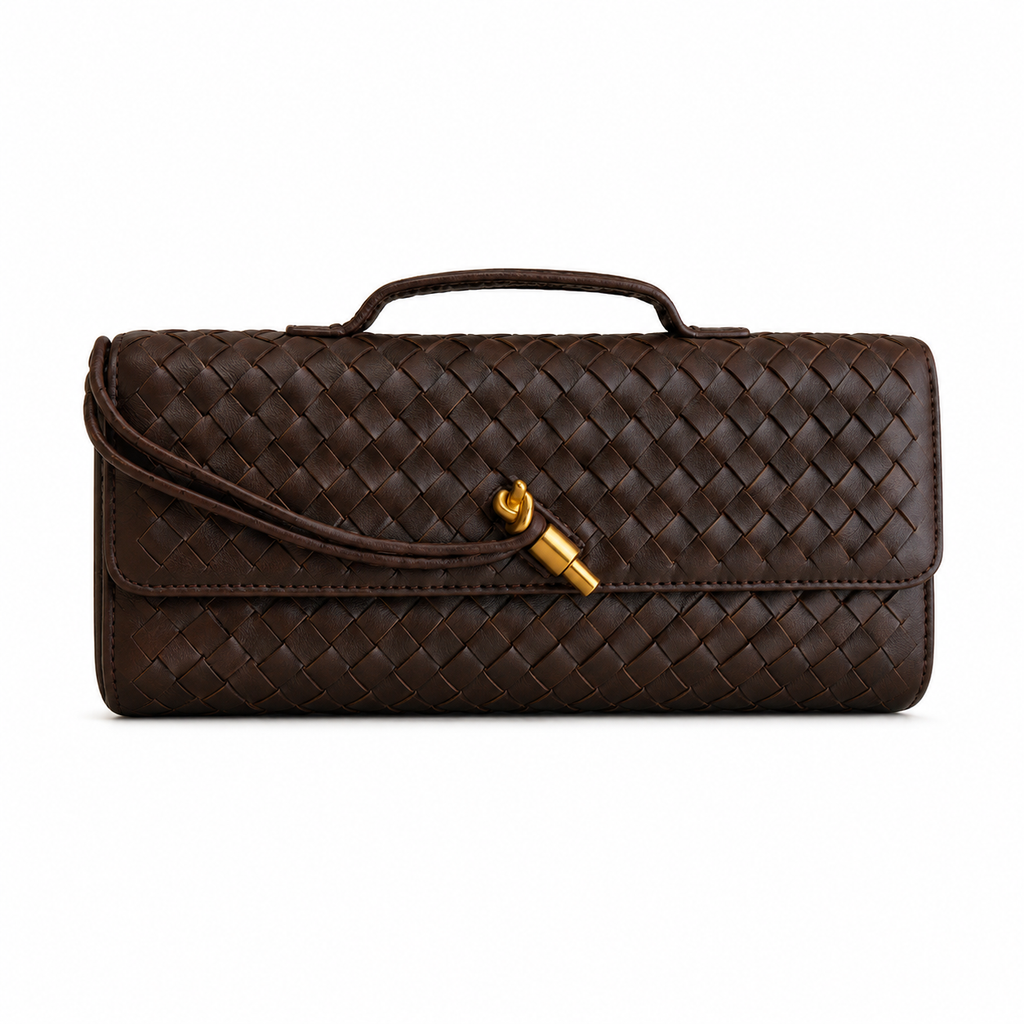 Bottega Veneta Andiamo Long Intrecciato Leather Clutch