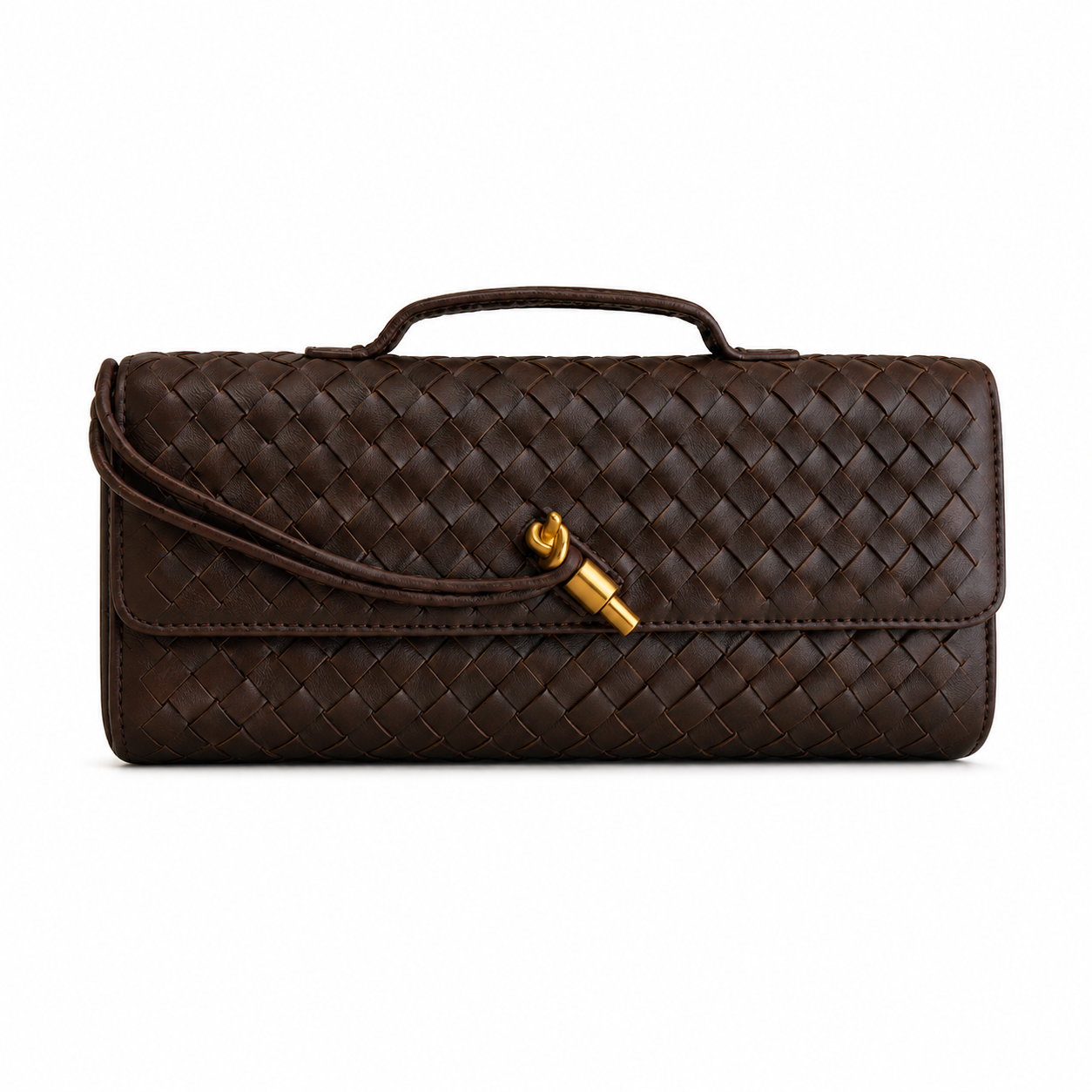 Bottega Veneta Andiamo Long Intrecciato Leather Clutch