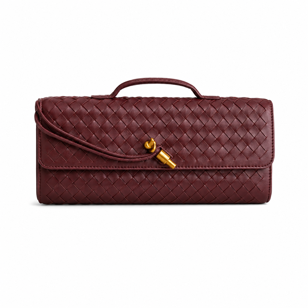 Bottega Veneta Andiamo Long Intrecciato Leather Clutch