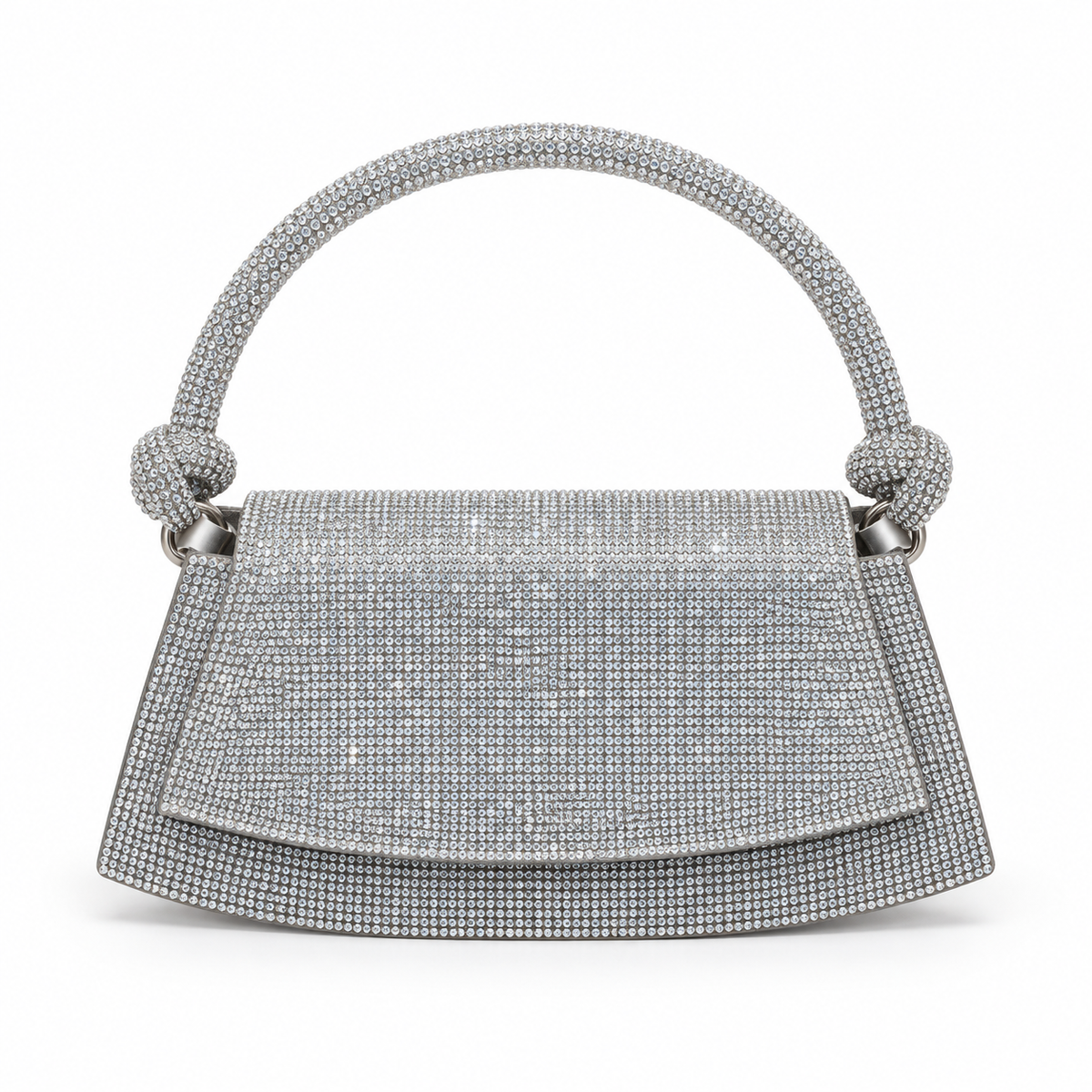 Silver Crystal Knot-Handle Bag