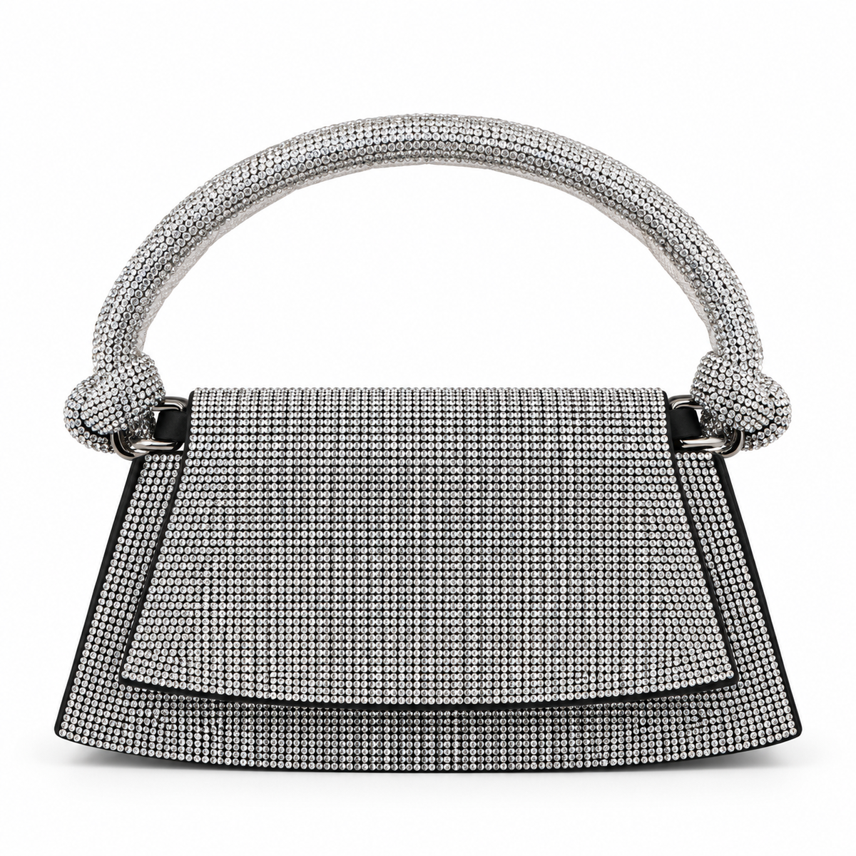 Silver Crystal Knot-Handle Bag