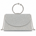 Silver Crystal Ring-Handle Bag