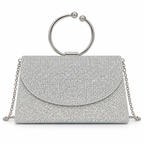 Silver Crystal Ring-Handle Bag