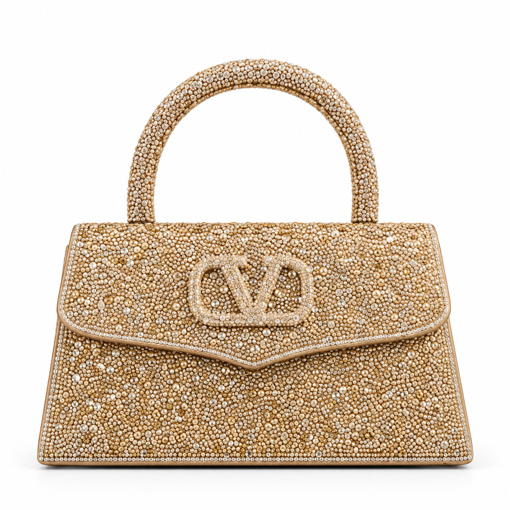 Valentino Garavani VSLING–style Gold Crystal Bag