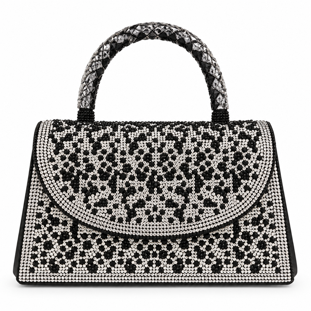 Midnight Leopard Crystal Bag
